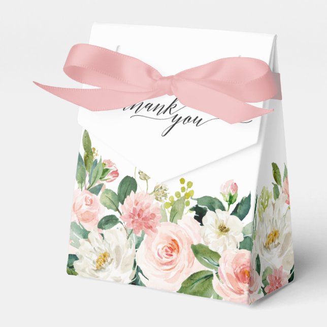 Blush Pink Florals Modern Botanical Wedding Favor Box (Front Side)