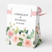 Blush Pink Florals Modern Botanical Wedding Favor Box (Back Side)