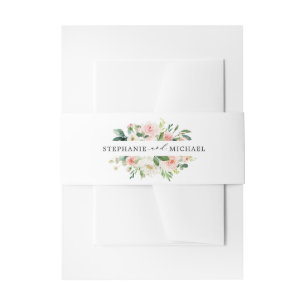 Blush Pink Florals Modern Botanical Wedding Invitation Belly Band