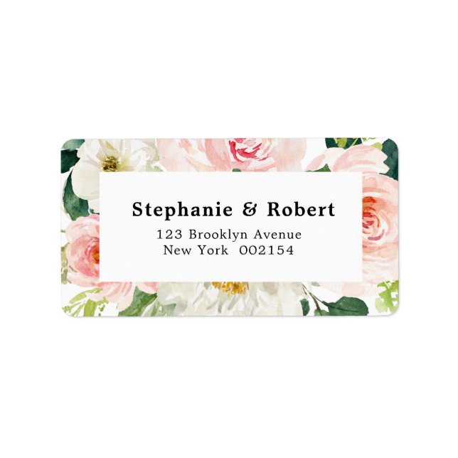 Blush Pink Florals Modern Botanical Wedding Label (Front)