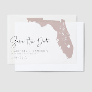 Blush Pink Florida Map Minimalist Save the Date Vellum Invitations