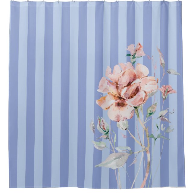 Blush Pink Flower on Blue Stripes (Front)