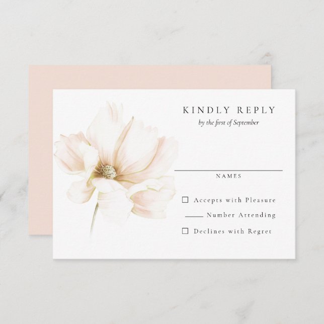 Blush Pink Flower Wedding RSVP Reply (Front/Back)