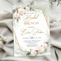Blush pink flowers and eucalyptus bridal brunch