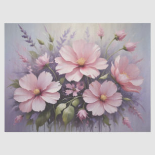 Blush Pink Flowers and Lavender Decoupage Tissue Paper