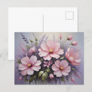 Blush Pink Flowers and Lavender Postcard