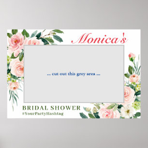 Blush Pink Flowers Bridal Shower Photo Frame Poster
