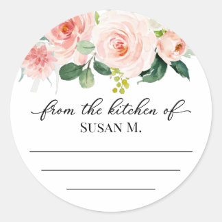 blush pink flowers canning, jam, preserve labels