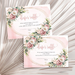 Blush Pink Flowers Eucalyptus Baby Shower Raffle  Enclosure Card