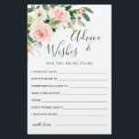Blush Pink Flowers Greenery Advice & Wishes Card<br><div class="desc">Blush Pink Flowers Greenery Advice & Wishes Card.
Personalize with the bride's name and date of shower. 
For further customization,  please click the "customize further" link. If you need help,  contact me please.</div>
