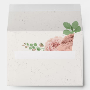 blush pink flowers greenery botanical wedding envelope