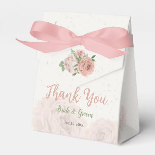 blush pink flowers greenery botanical wedding favor box