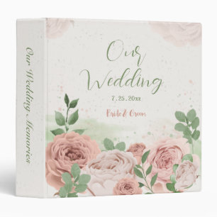 blush pink flowers greenery wedding photo album binder