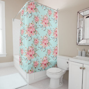 Blush Pink Flowers on Light Blue