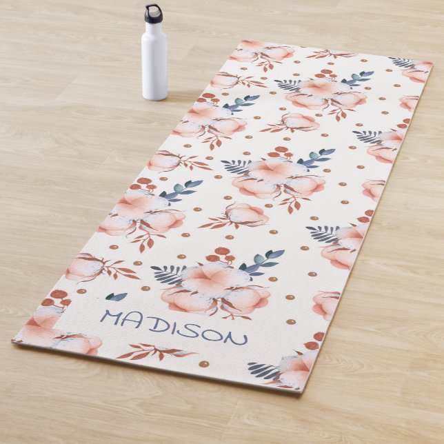 Blush Pink Flowers Pattern  Yoga Mat (In Situ)
