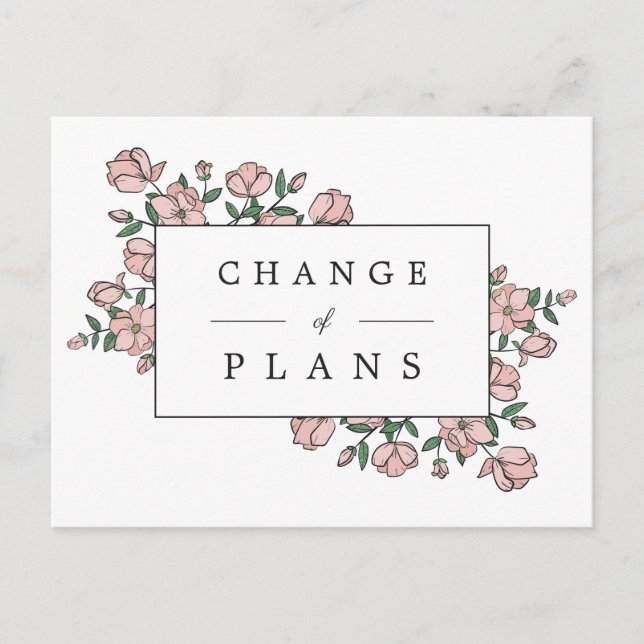 Blush Pink Flowers Postponed Wedding Announcement Postcard (Front)