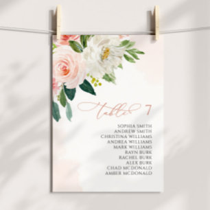 Blush Pink Flowers Seating Chart Small Card