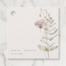 Blush pink flowers wedding Favour Tags