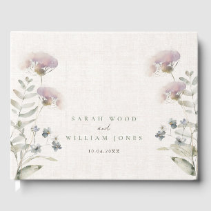 Blush pink flowers Wedding Guest Book