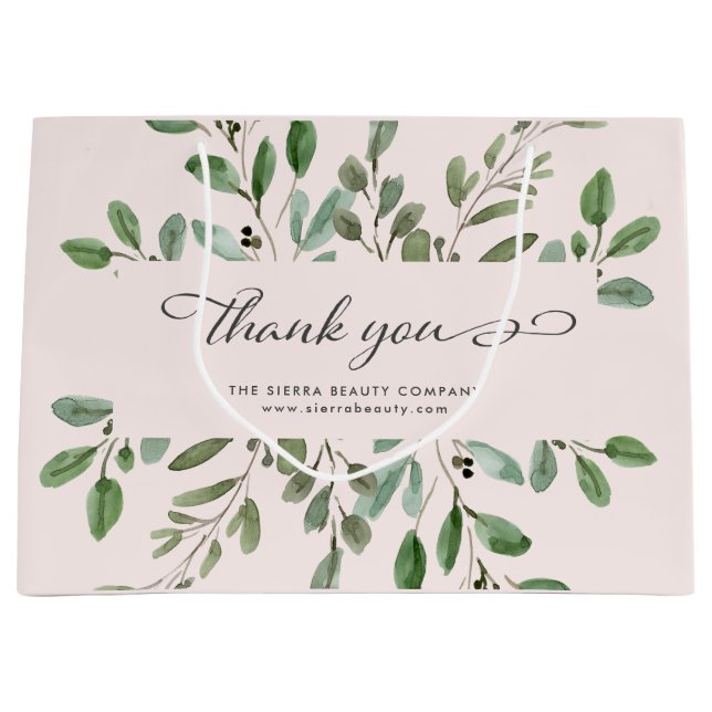 Blush Pink Foliage | Thank You Retail Shopping Bag (Front)