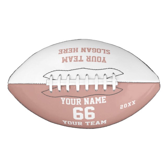 Blush Pink Football with Name, Number, Team (Front)
