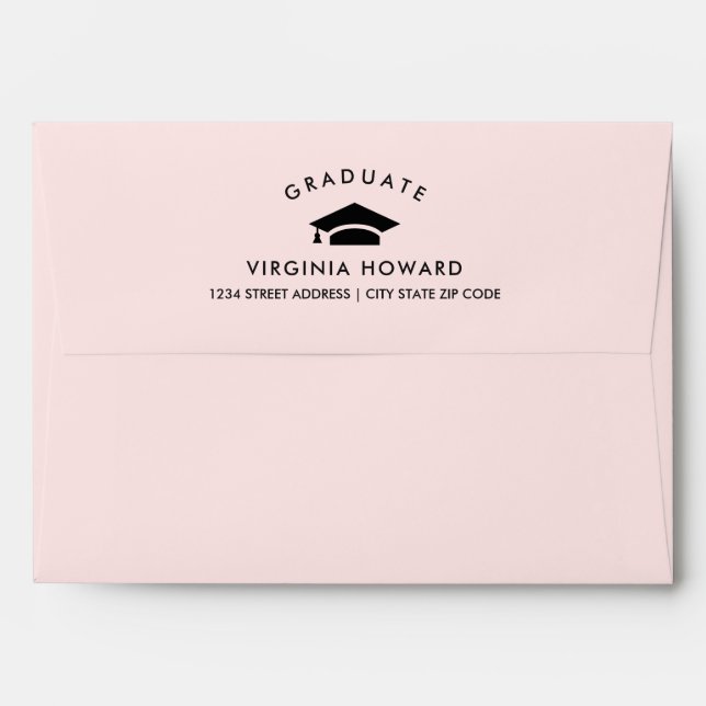 Blush Pink Fuchsia Floral Graduation  Envelope (Back (Top Flap))