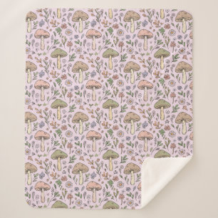 Blush Pink Fungi   Coquettecore Botanical Cozy  Sherpa Blanket