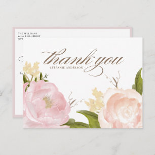Blush Pink Garden Roses Graduation Thank You Postcard