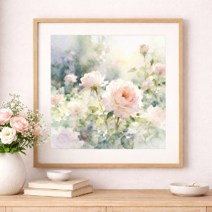 Blush Pink Garden Roses Poster