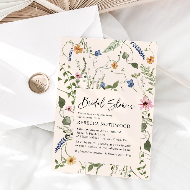 Blush Pink Garden Wildflowers Bridal Shower Invitation (Creator Uploaded)