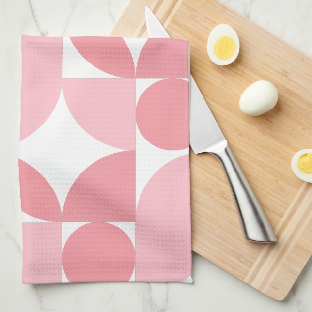 Blush Pink Geometric Abstract Pattern  Kitchen Towel (Quarter Fold)