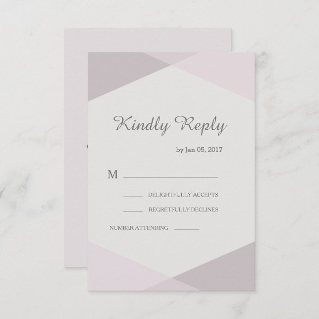 Blush pink geometric elegant modern wedding rsvp invitation (Front/Back)