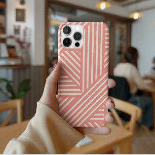 Blush Pink Geometric Stripes Feminine Girly  iPhone 13 Case