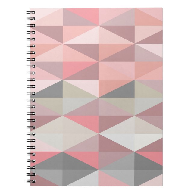 Blush Pink Geometric Triangle Pattern Notebook (Front)