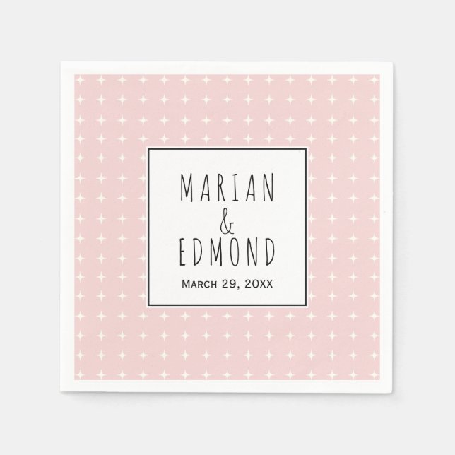 Blush pink geometric typography wedding napki napkin (Front)