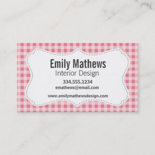 Blush Pink Gingham Business Card