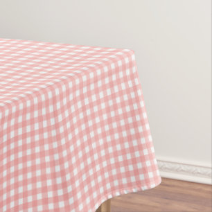 Blush Pink Gingham Check Pattern Tablecloth