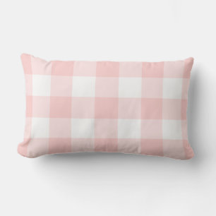 Blush Pink Gingham Pattern Chequered Lumbar Pillow