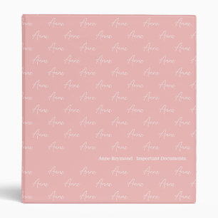 Blush Pink Girly Calligraphy Important Docs Binder