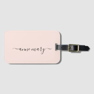 Blush Pink Girly Custom Name Monogram Gift Favour Luggage Tag