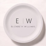 Blush Pink Girly Elegant Modern Minimalist  Paper Plate<br><div class="desc">Elevate your dining experience with our Classic Elegant Modern Minimalist Monogram Plate. Meticulously designed, this plate seamlessly blends timeless sophistication with contemporary minimalism, adding a touch of refined elegance to your table settings. Crafted with precision and attention to detail, this plate is more than just dinnerware; it's a personalized statement...</div>