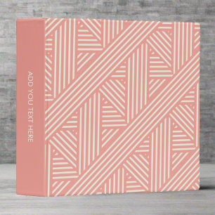 Blush Pink Girly Feminine Geometric Stipes  Binder