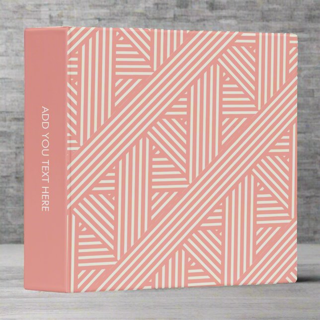 Blush Pink Girly Feminine Geometric Stipes  Binder (Creator Uploaded)