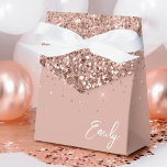 Blush Pink Girly Glitter Monogram Name Favor Box<br><div class="desc">Girly Rose Gold - Blush Pink Sparkle Glitter Monogram Name and Initial Paper Party Gift Boxes This makes the perfect sweet 16 birthday,  wedding,  bridal shower,  anniversary,  baby shower or bachelorette party gift for someone that loves glam luxury and chic styles.</div>