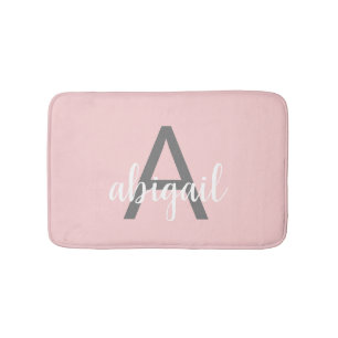 Blush Pink Girly Grey Bath Mat