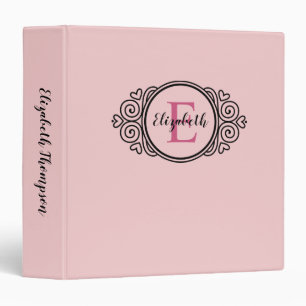Blush Pink Girly Monogram Binder