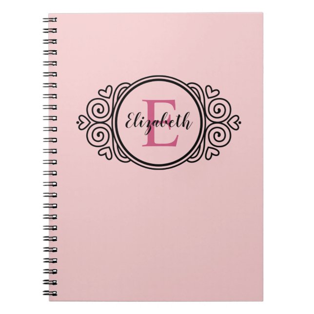 Blush Pink Girly Monogram Notebook (Front)