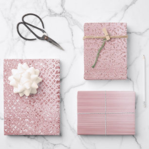 Blush Pink Glam Glitter Animal Wrapping Paper Sheet