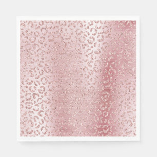 Blush Pink Glam Glitter Leopard Napkin