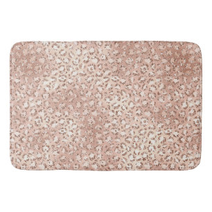 Blush Pink Glam Glitter Leopard Print  Bath Mat